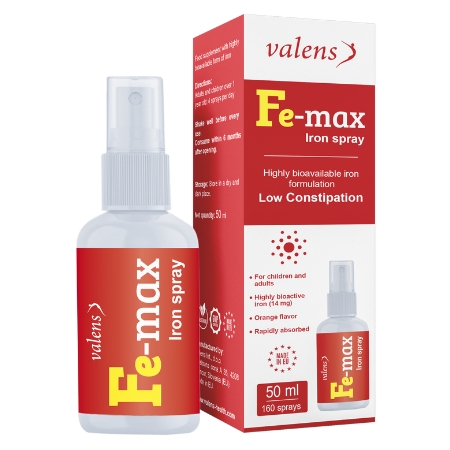 Xịt họng Valens Fe-max Iron Spray 50ml- Sắt xịt thế hệ mới chuẩn chuyên gia