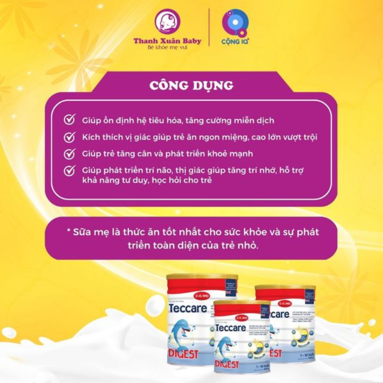 Công dụng Sữa bột Teccare Digest 800gr