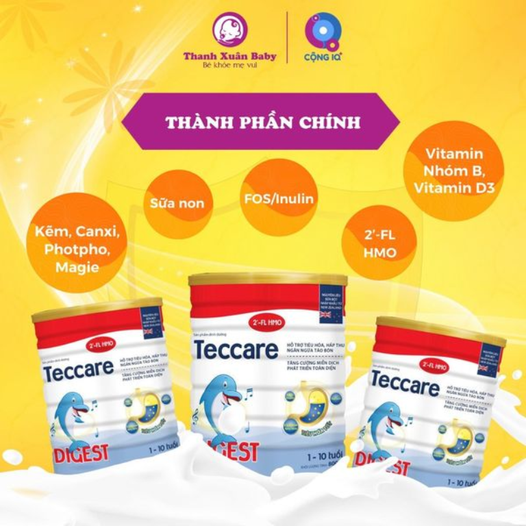 Thành phần sữa bột Teccare Digest 800gr