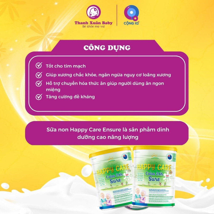Công dụng Sữa non phục hồi sức khỏe Happy Care Sure