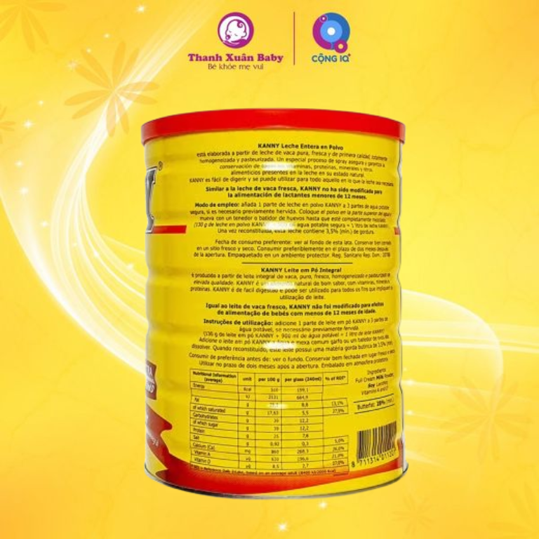 Thành phần Sữa dinh dưỡng nguyên kem Kanny 900g