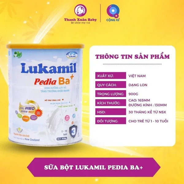 Sữa Bột Lukamil Pedia 900g lựa chọn hàng đầu cho trẻ muốn tăng cân giảm táo bón