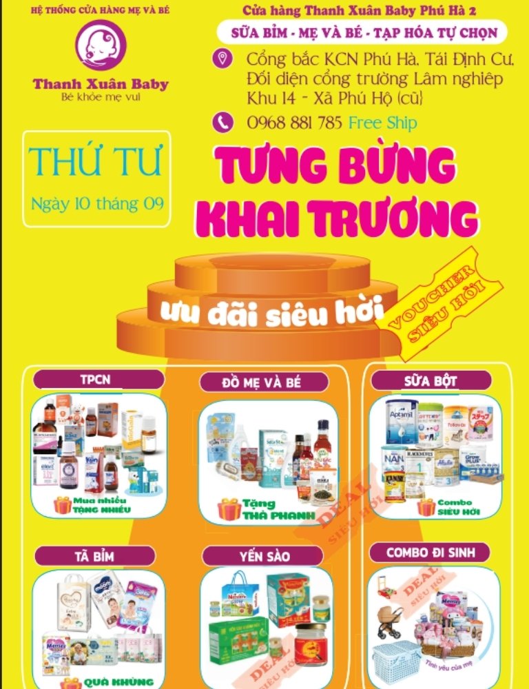 thanh xuân baby khai trương cơ sỡ mới