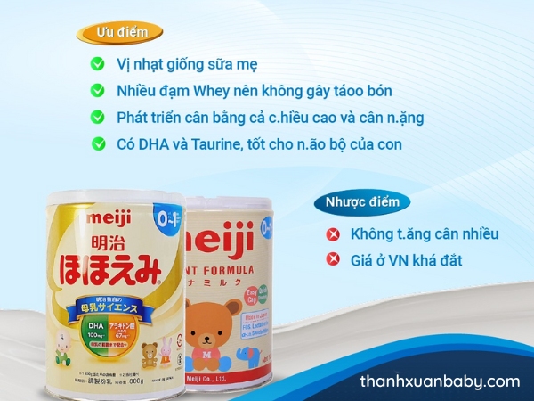 ưu và nhược điểm chung của sữa Meiji nội địa và sữa meiji nhập khẩu