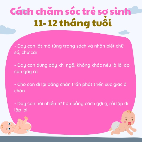 cách chăm sóc trẻ giai đoạn từ 11 - 12 tháng tuổi