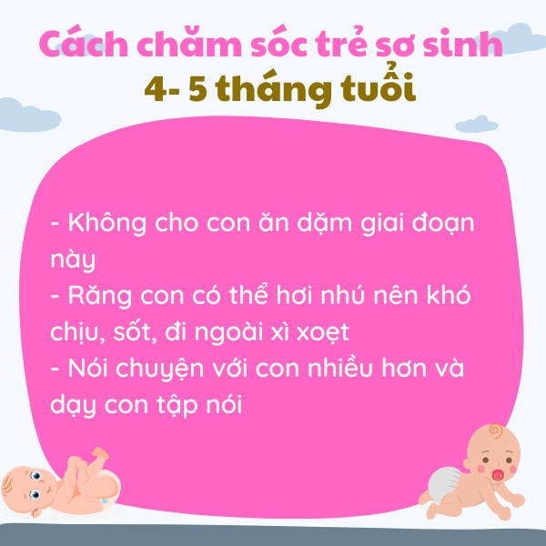 Cách chăm sóc trẻ sơ sinh từ 4 - 5 tháng tuổi