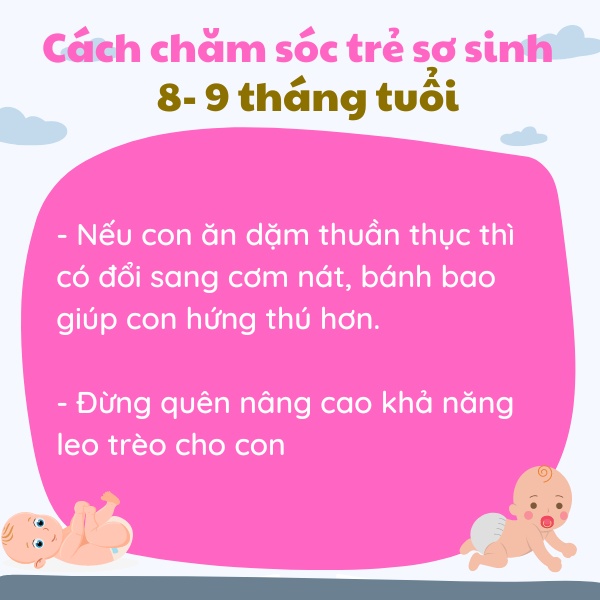 cách chăm sóc trẻ sơ sinh giai đoạn từ 8 - 8 tháng tuổi