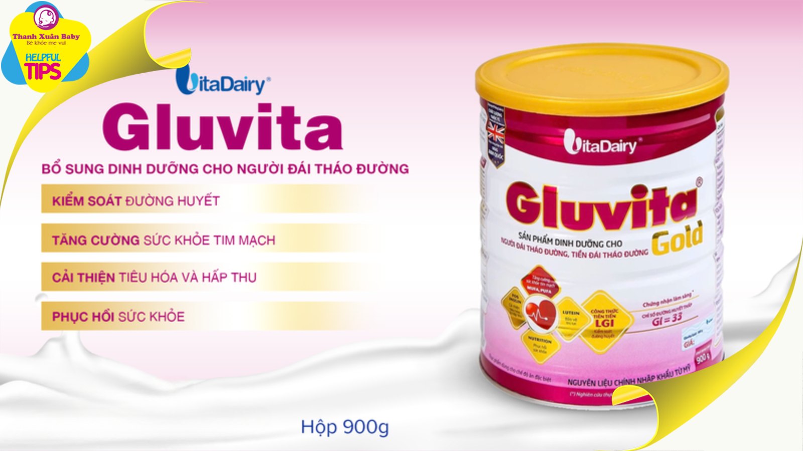 Sữa Vitadairy Gluvita cho người tiểu đường