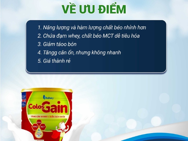 ưu điểm vượt trội của sữa Colos Gain