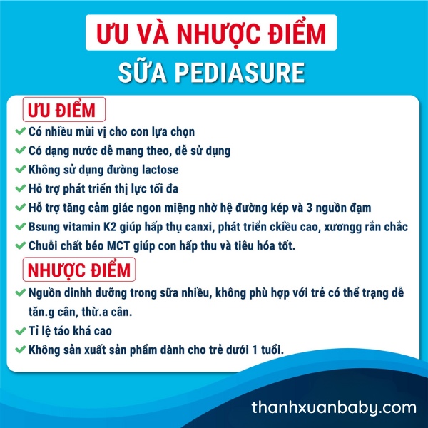 Ưu và nhược điểm của sữa Pediasure