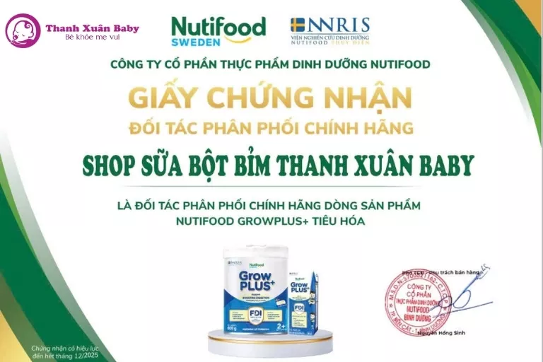 thanh xuân baby là đại lý phân phối chính hãng các sản phẩm của nutifood