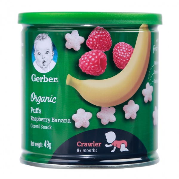 Bánh ăn dặm Gerber Organic với hương vị phúc bồn tử và chuối