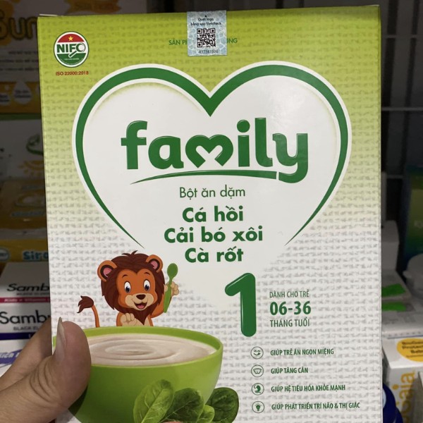 Bột ăn dặm Family Cá Hồi Cải Bó Xôi Cà Rốt