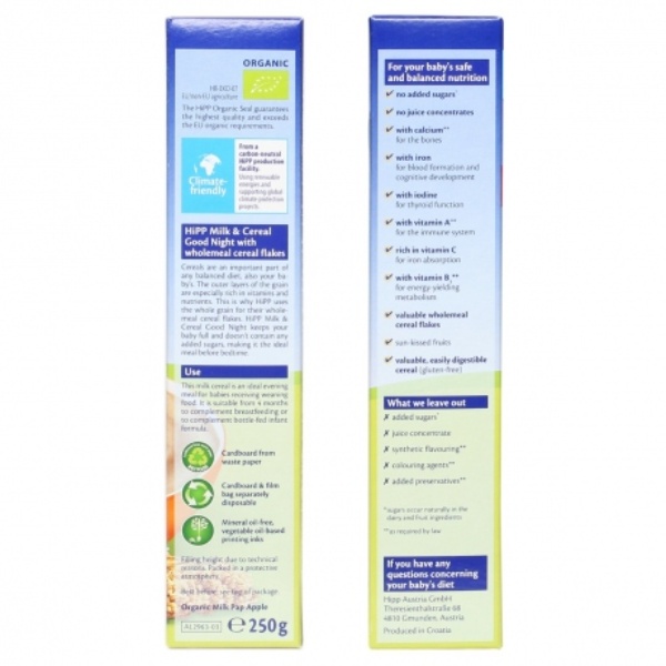 Bột Sữa Ăn Dặm Hip Chúc Ngủ Ngon Táo Tây Hữu Cơ