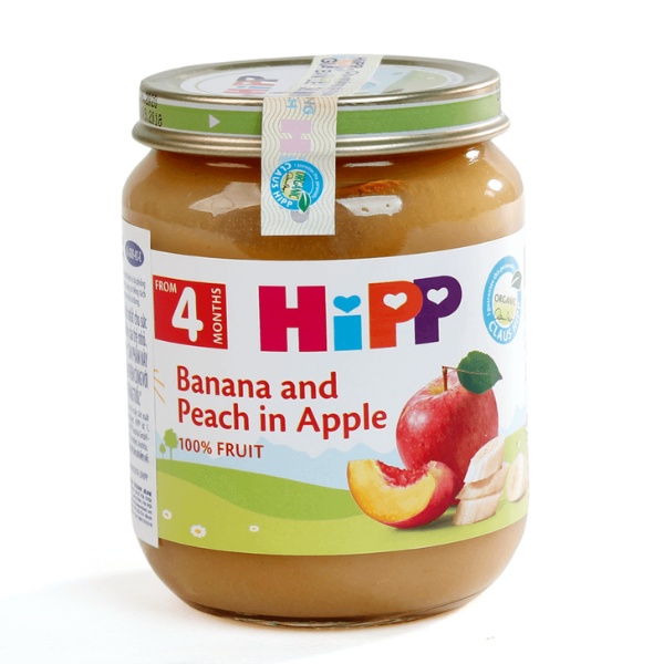 Dinh dưỡng đóng lọ HiPP Organic - Chuối, đào, táo 125g
