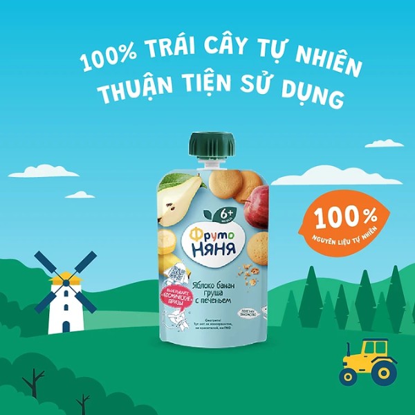 Hoa Quả Nghiền Fruto Vị Chuối Lê Táo Đào