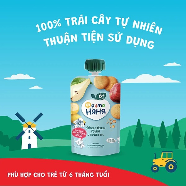 Hoa Quả Nghiền Fruto Vị Chuối Lê Táo Đào