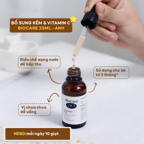 Hướng dẫn sử dụng Kẽm nước Biocare của Anh