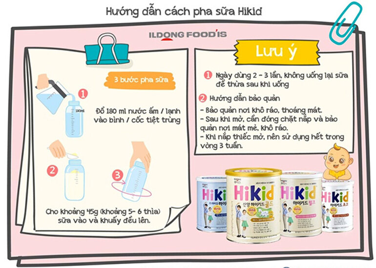 hướng dẫn cách pha sữa Hikid