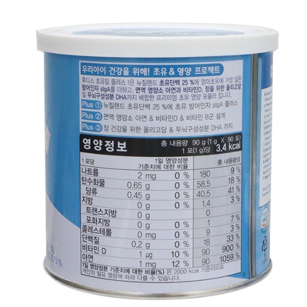 Thông tin dinh dưỡng sữa Ildong số 1