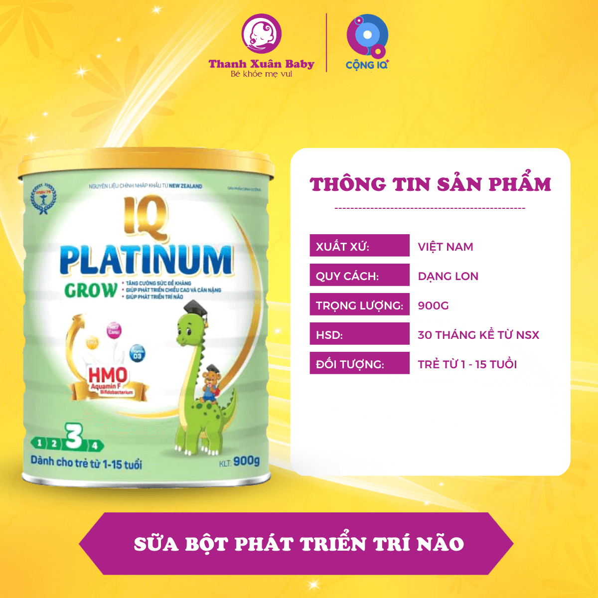Sữa bột IQ Platinum Grow 900g