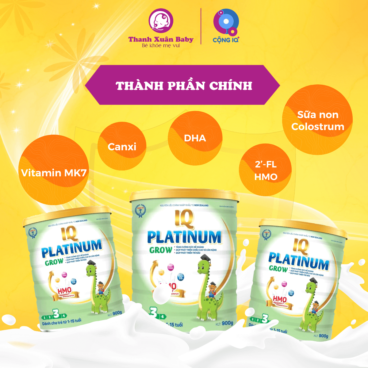 Sữa bột IQ Platinum Grow 900g