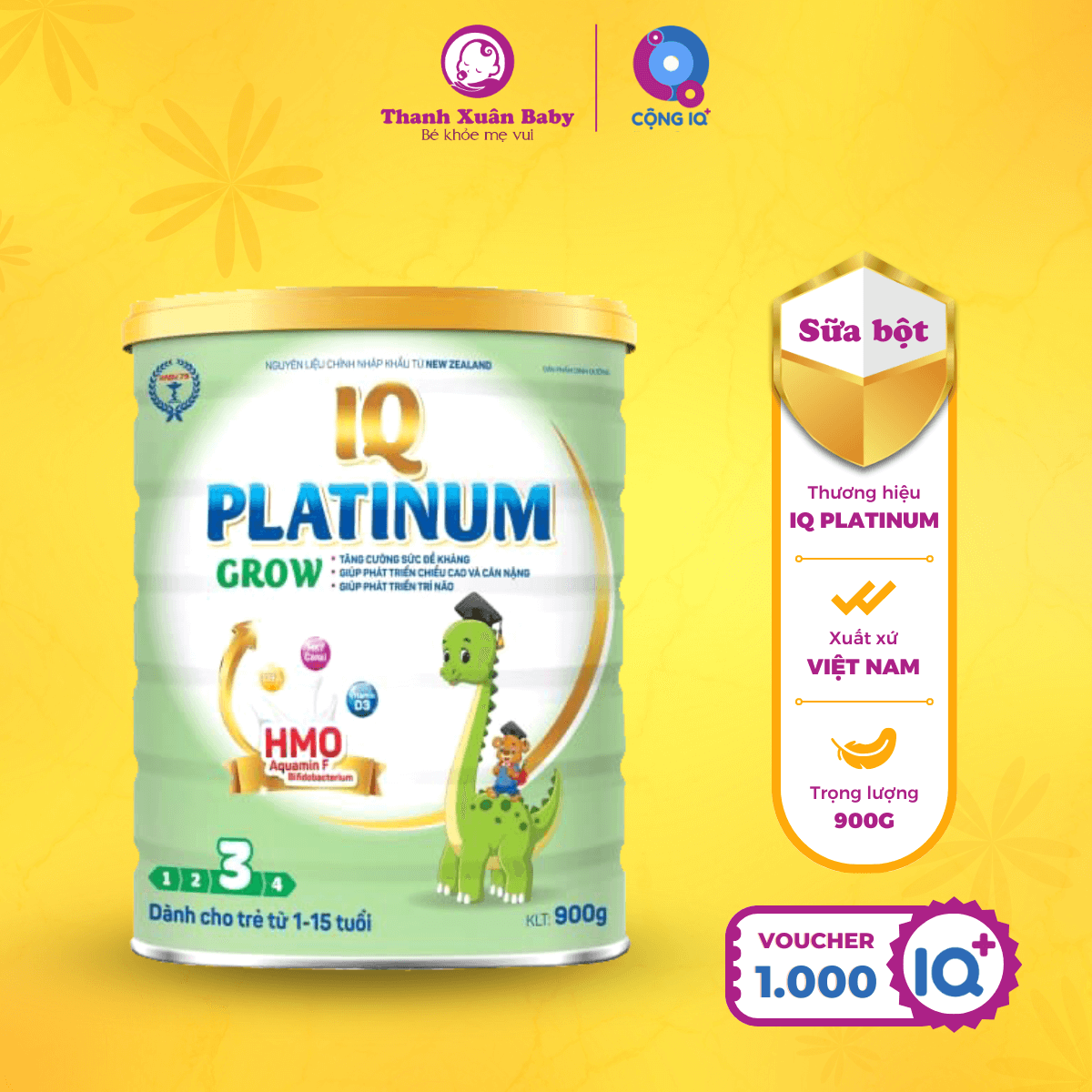 Sữa bột IQ Platinum Grow 900g