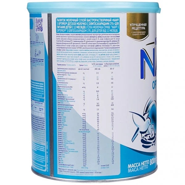 Thành phần dinh dưỡng của sữa bột NAN Nga