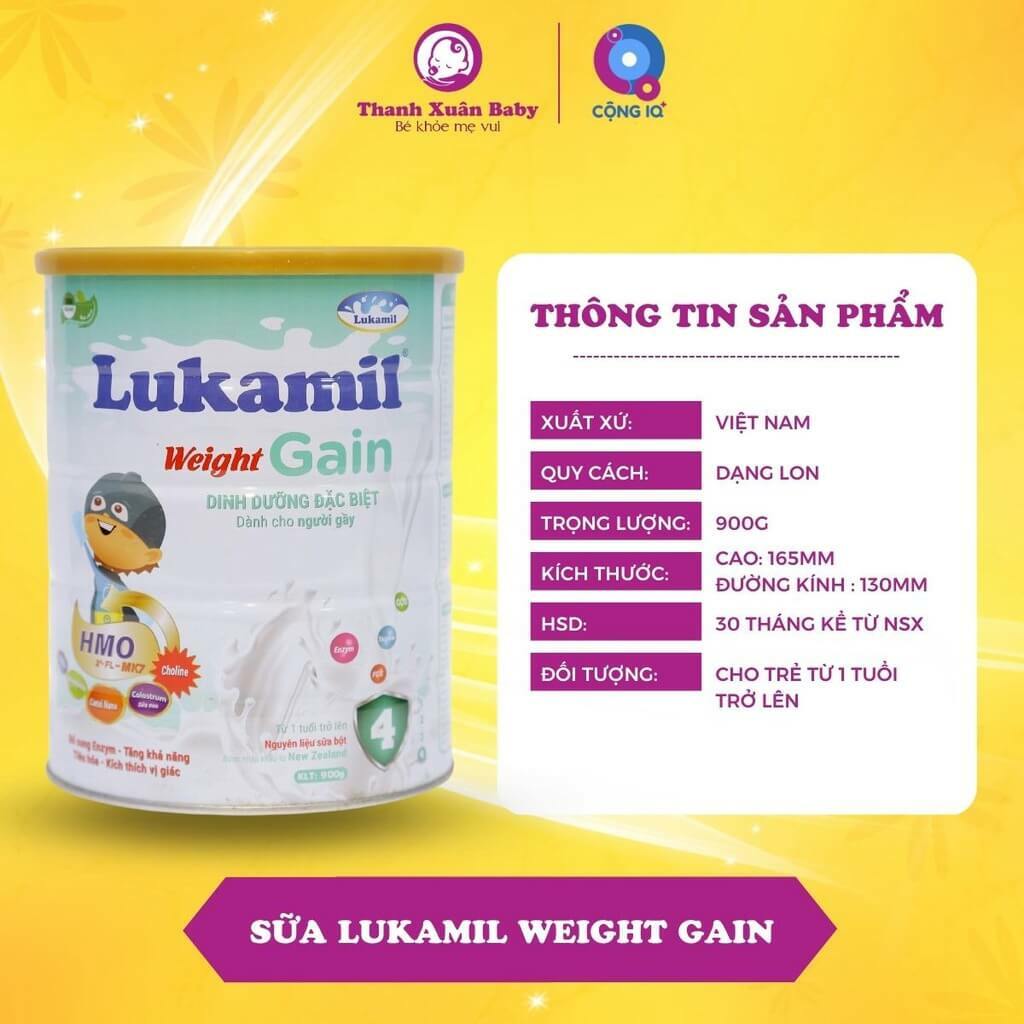 Sữa bột Lukamil Gain 900g