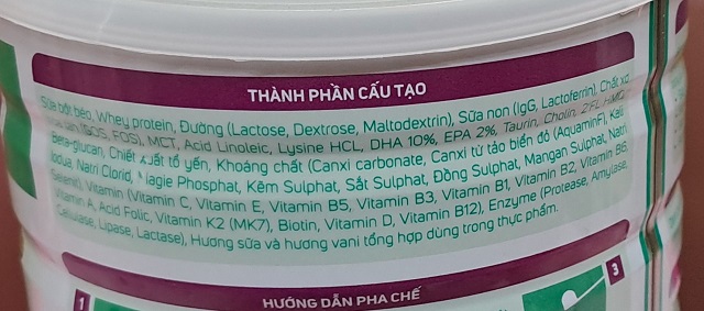 Thành phần cấu tạo của sữa Happy Care Colos 24h Iq Grow