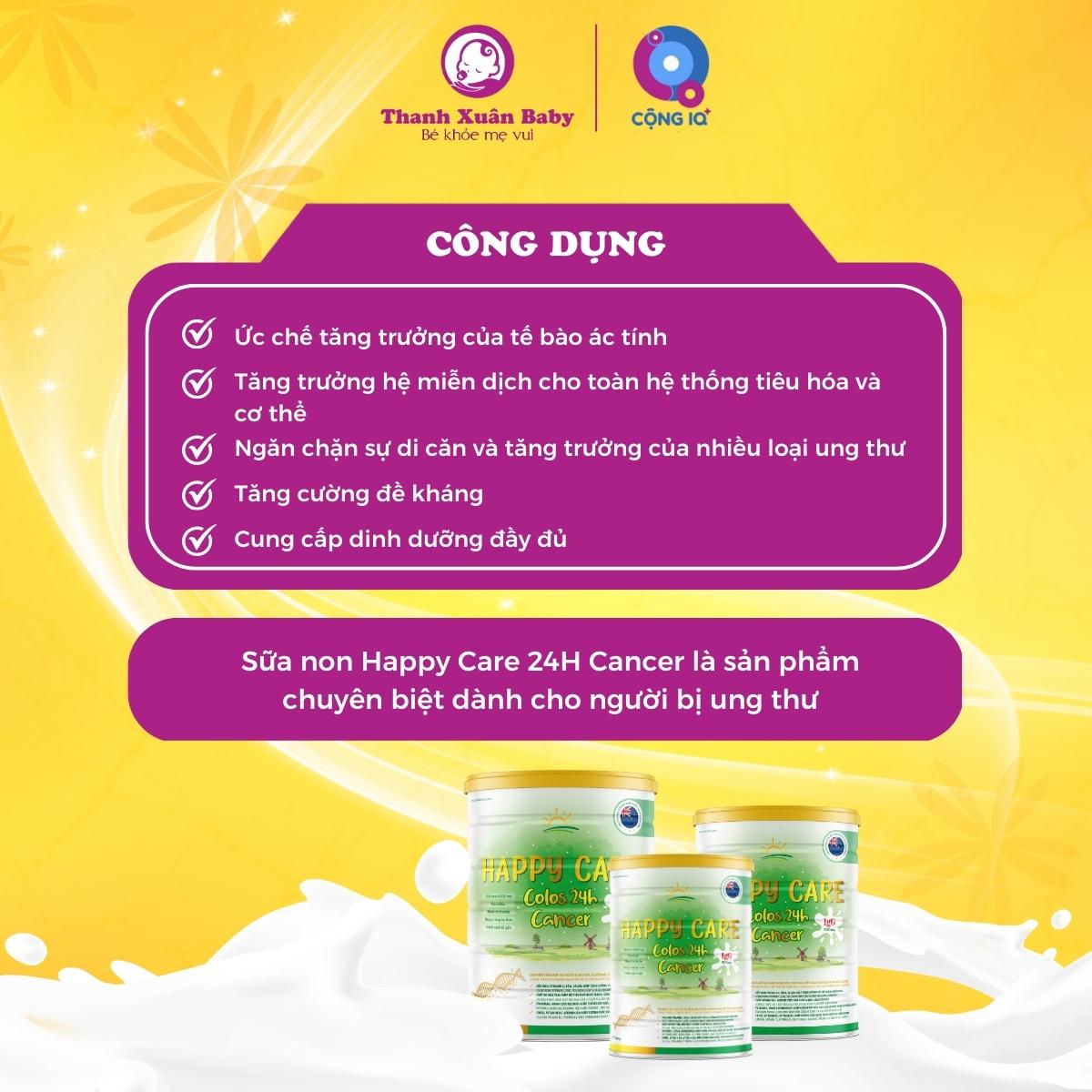 Công dụng Sữa non ung thư Happy Care Cancer 800g