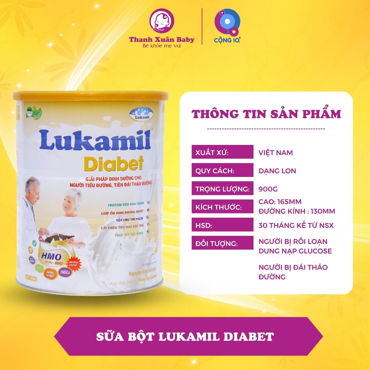 Sữa tiểu đường Lukamil Diabet 900g vị hạt chia chuẩn Mỹ