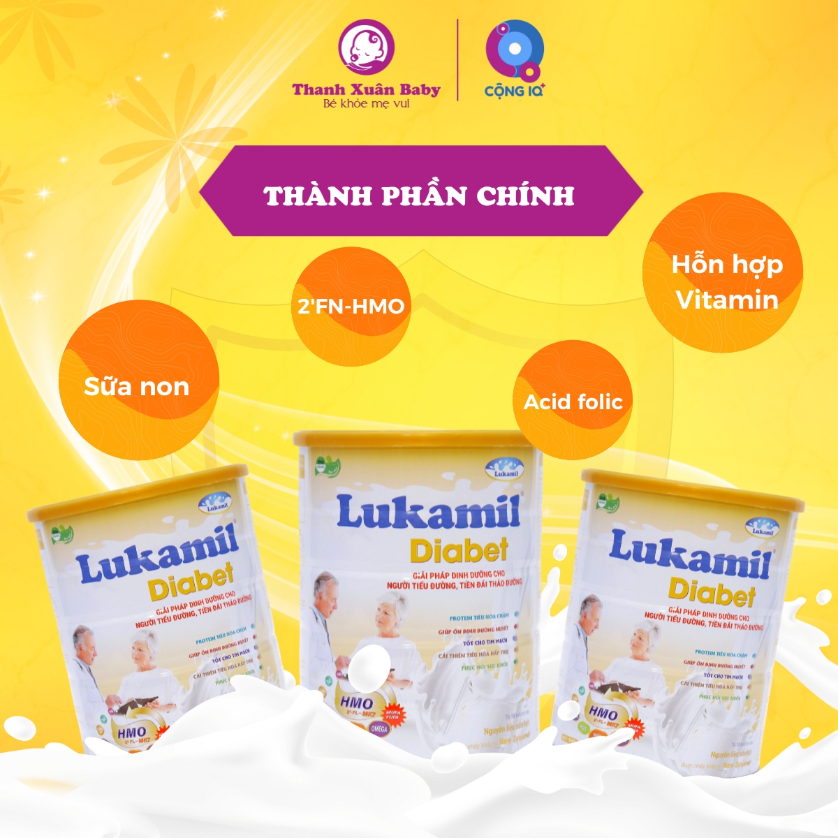 Sữa tiểu đường Lukamil Diabet 900g vị hạt chia chuẩn Mỹ