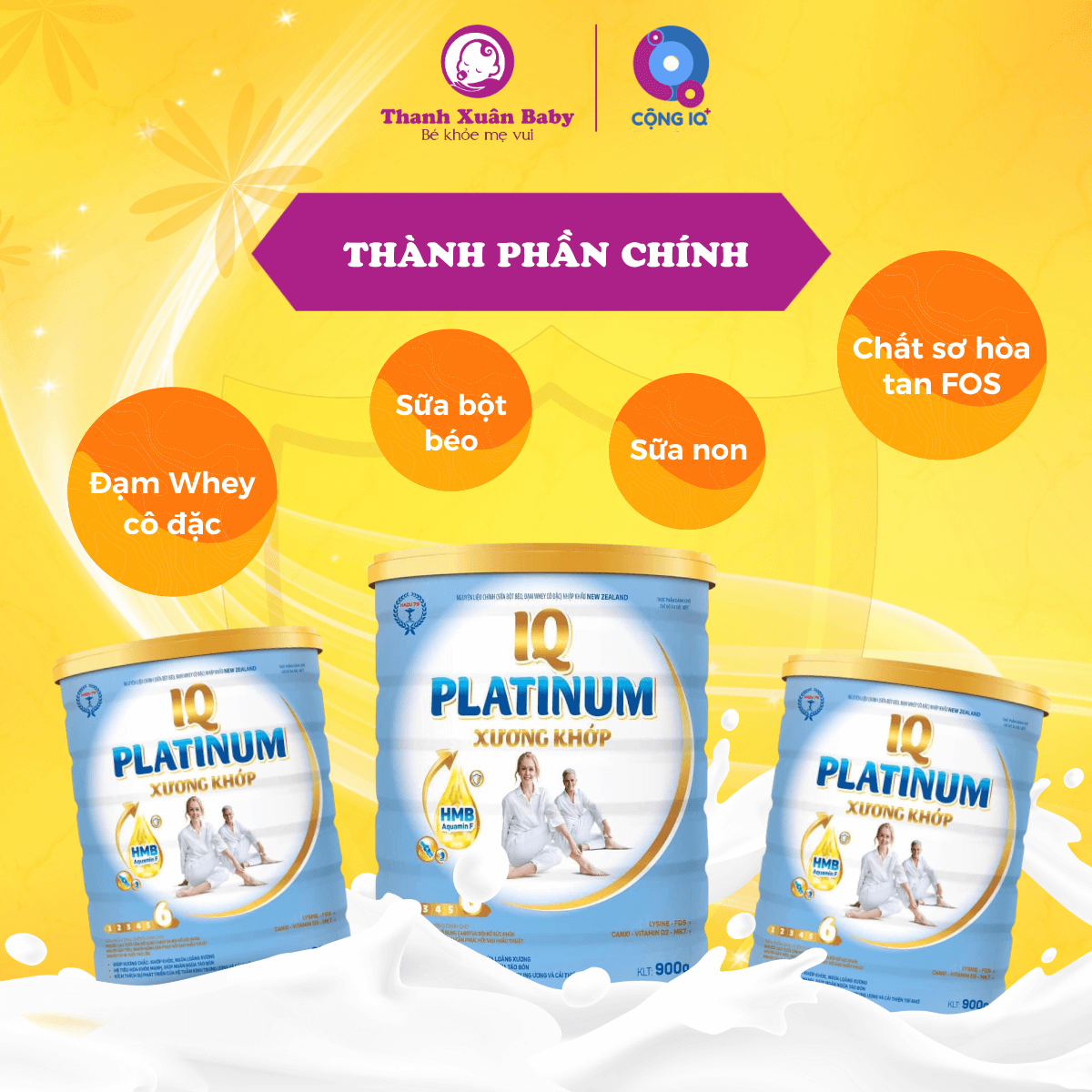 Thành phần Sữa non IQ Platinum Xương Khớp 900g