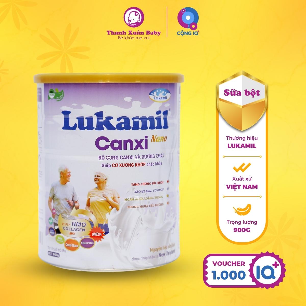 Sữa bột Lukamil Canxi 900g vị hạt chia chuẩn Mỹ