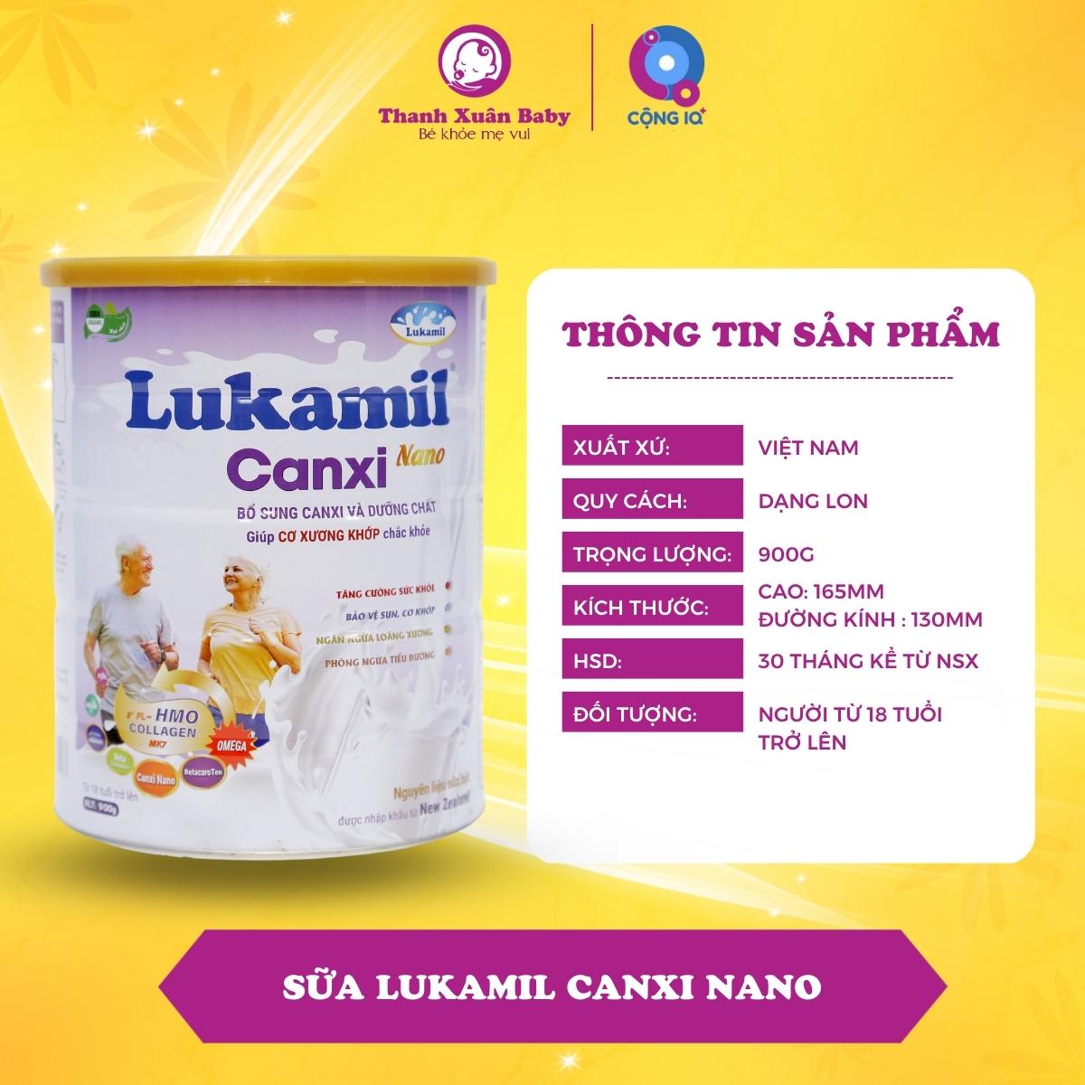 Sữa bột Lukamil Canxi 900g vị hạt chia chuẩn Mỹ