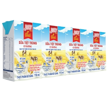 Sữa tiệt trùng có đường July Care Fresh 110ml