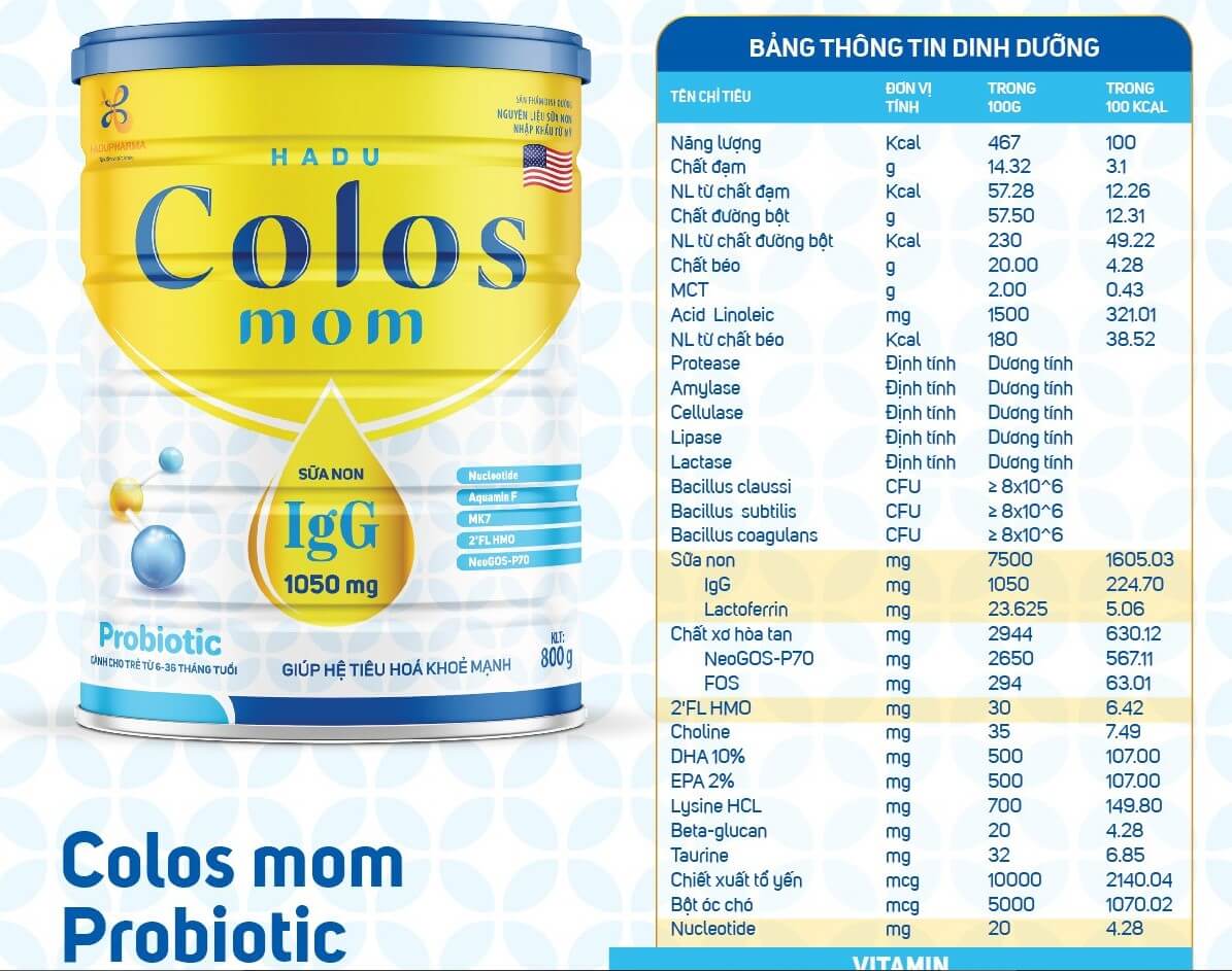 Sữa non Colosmom Probiotic 800g