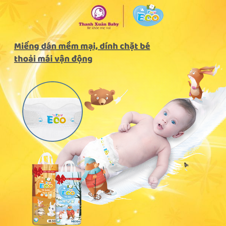 Tã bỉm Tiny Eco Newbone mềm mại thoải mái