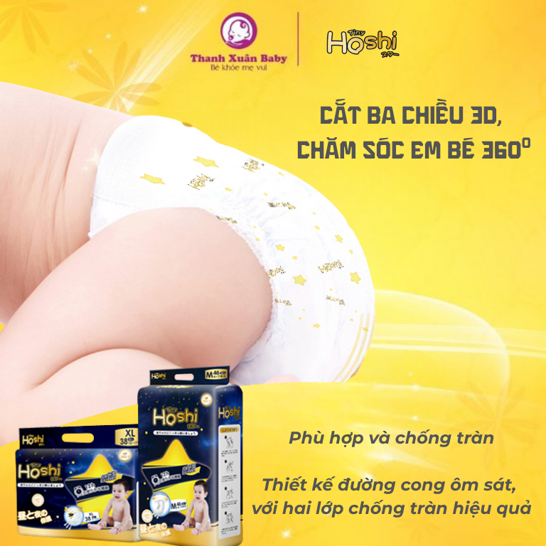 Tã bỉm Tiny Hoshi mịn màng chống tràn