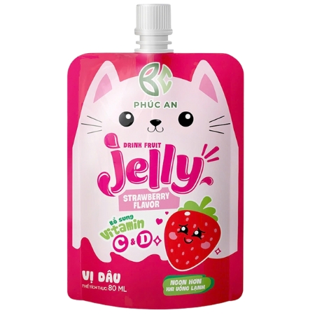 Thạch uống trái cây Jelly vị Dâu Tây 80ml