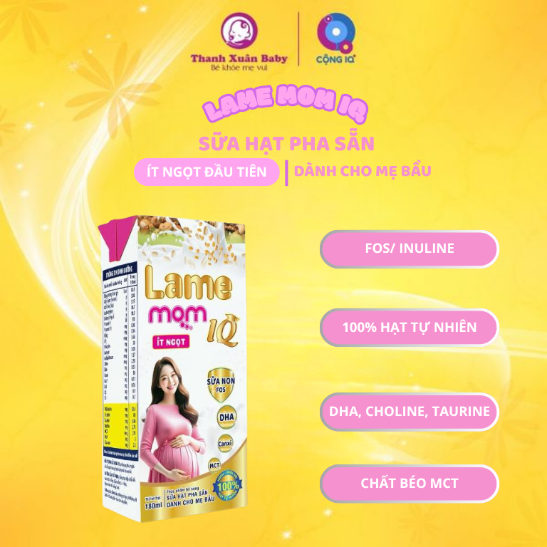 Thành phần Sữa hạt pha sẵn dành cho mẹ bầu Lame Mom IQ 110ml