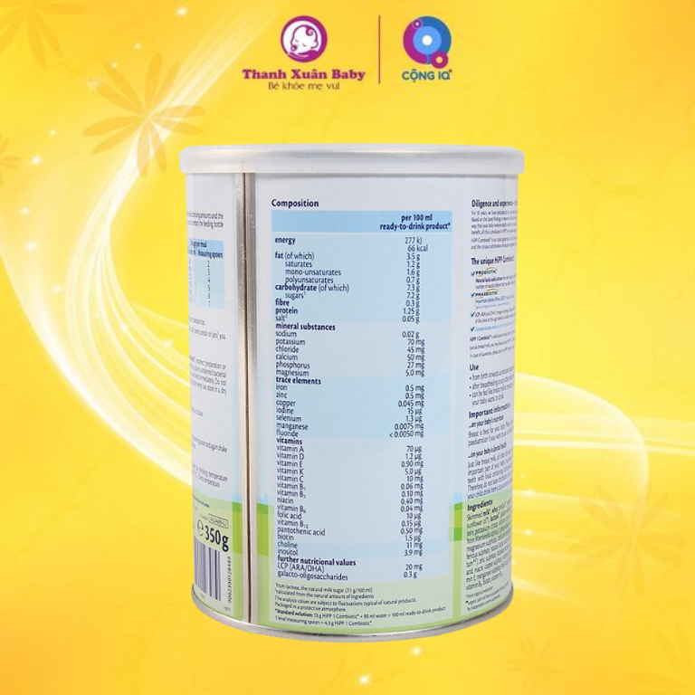 Thành phần Sữa HiPP ORGANIC COMBIOTIC số 1 (800g)