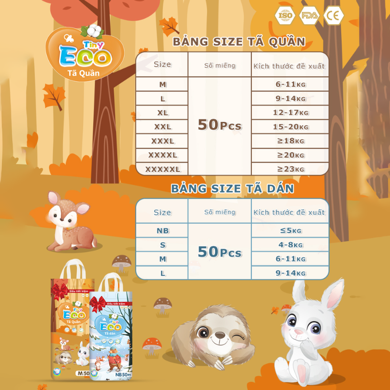Thành phần Tã bỉm Tiny Eco 5XL-50 quần